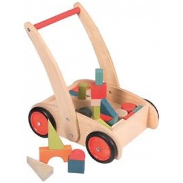 Carucior cu cuburi colorate din lemn Egmont Toys