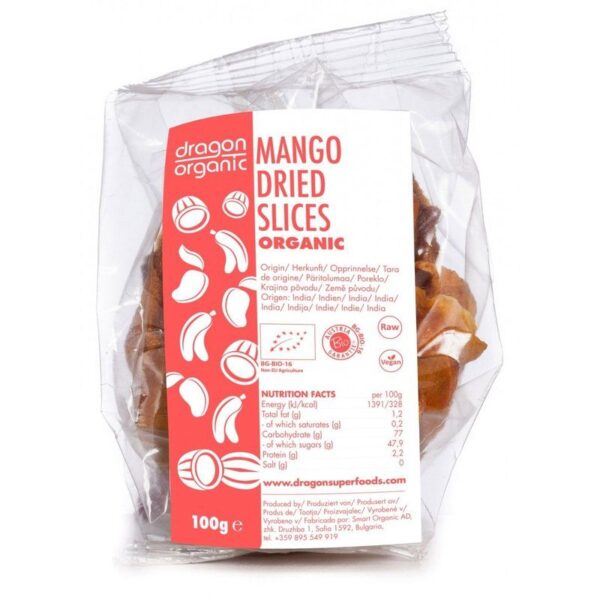 Mango uscat felii eco 100g Dragon Superfoods